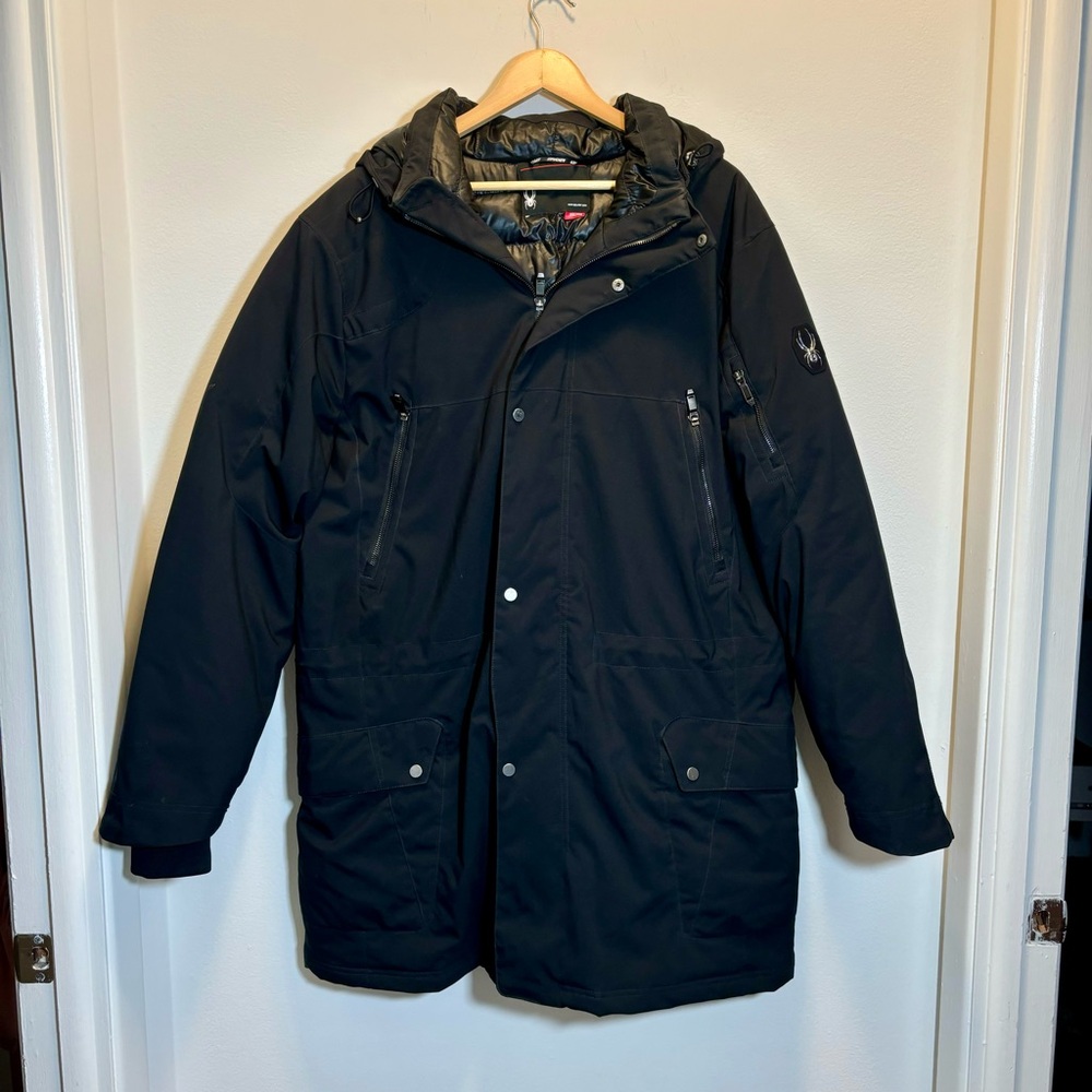Spyder Men's Parka Jacket Winter Coat Black Insultated XXL Warm Snow